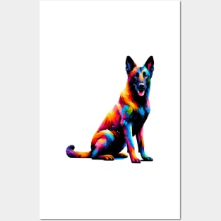 Expressive Dutch Shepherd in Vivid Splash Art Posters and Art